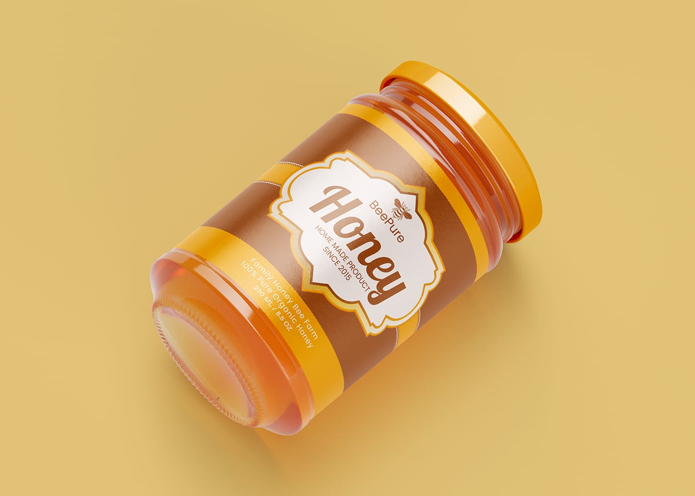 BeePure Organic Honey Jar Label Design 