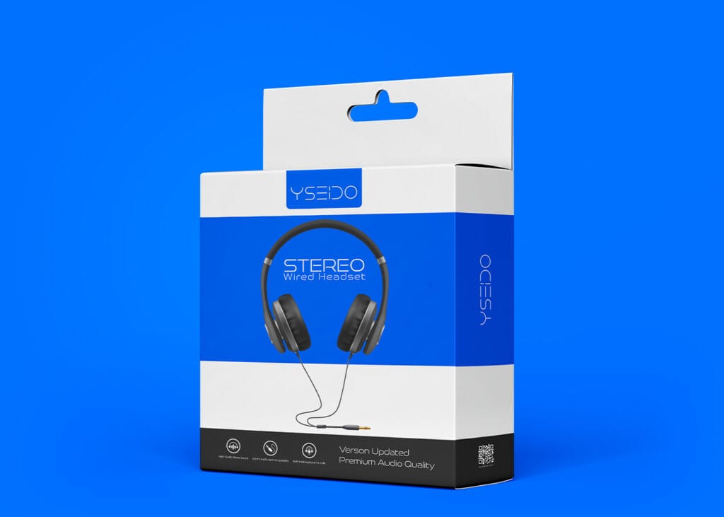 wired headset box packaging design