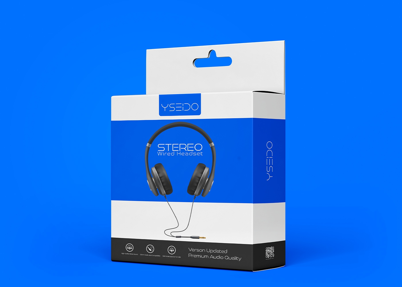 Premium Wired Headset Box Packaging Design