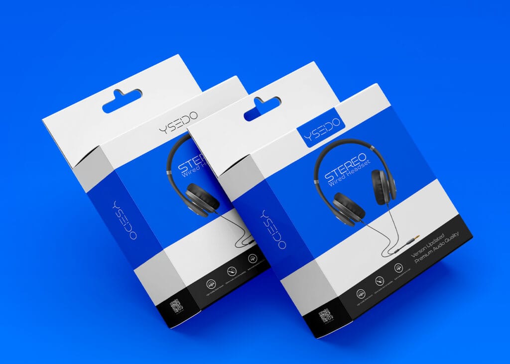 wired headset box packaging design