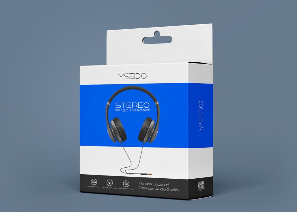 wired headset box packaging design