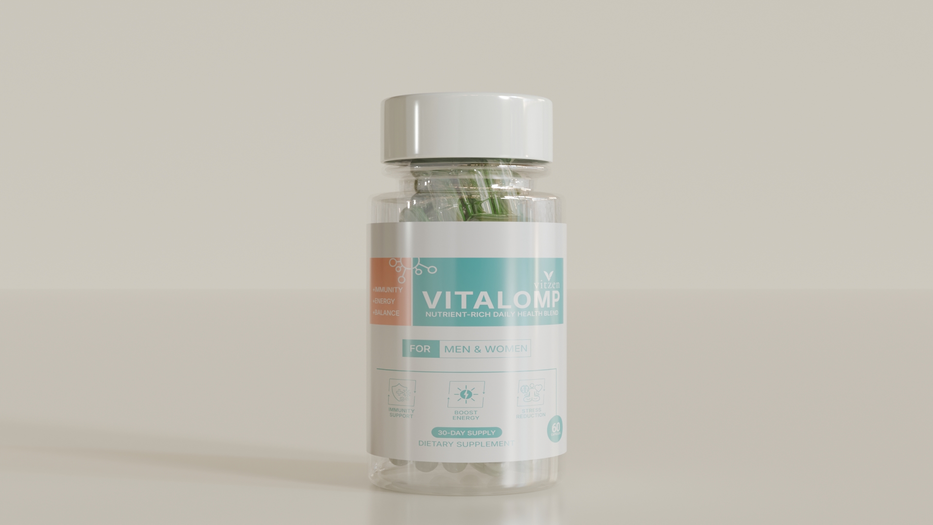 VITALOMP Supplement Label Design