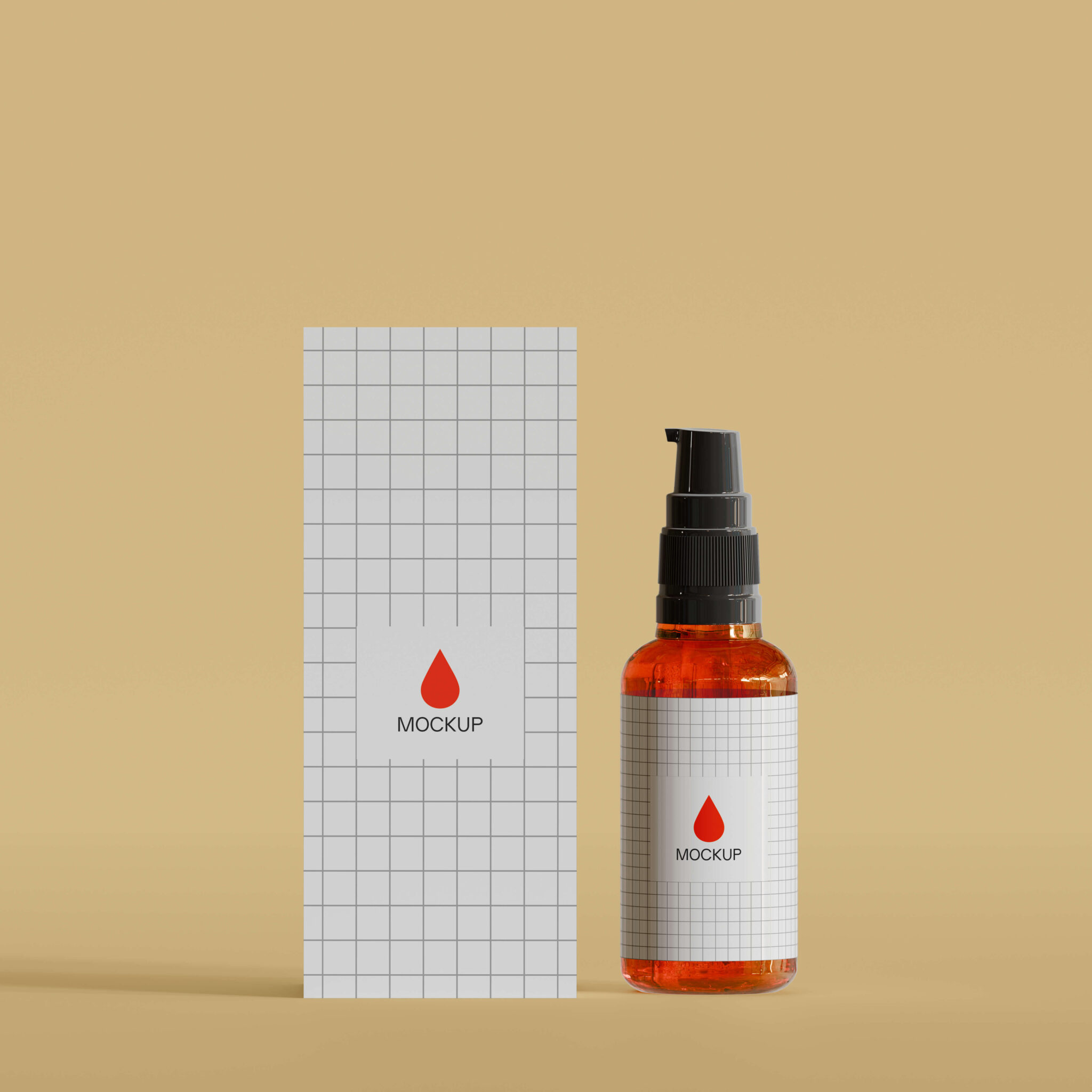Amber Pump Bottle Mockup