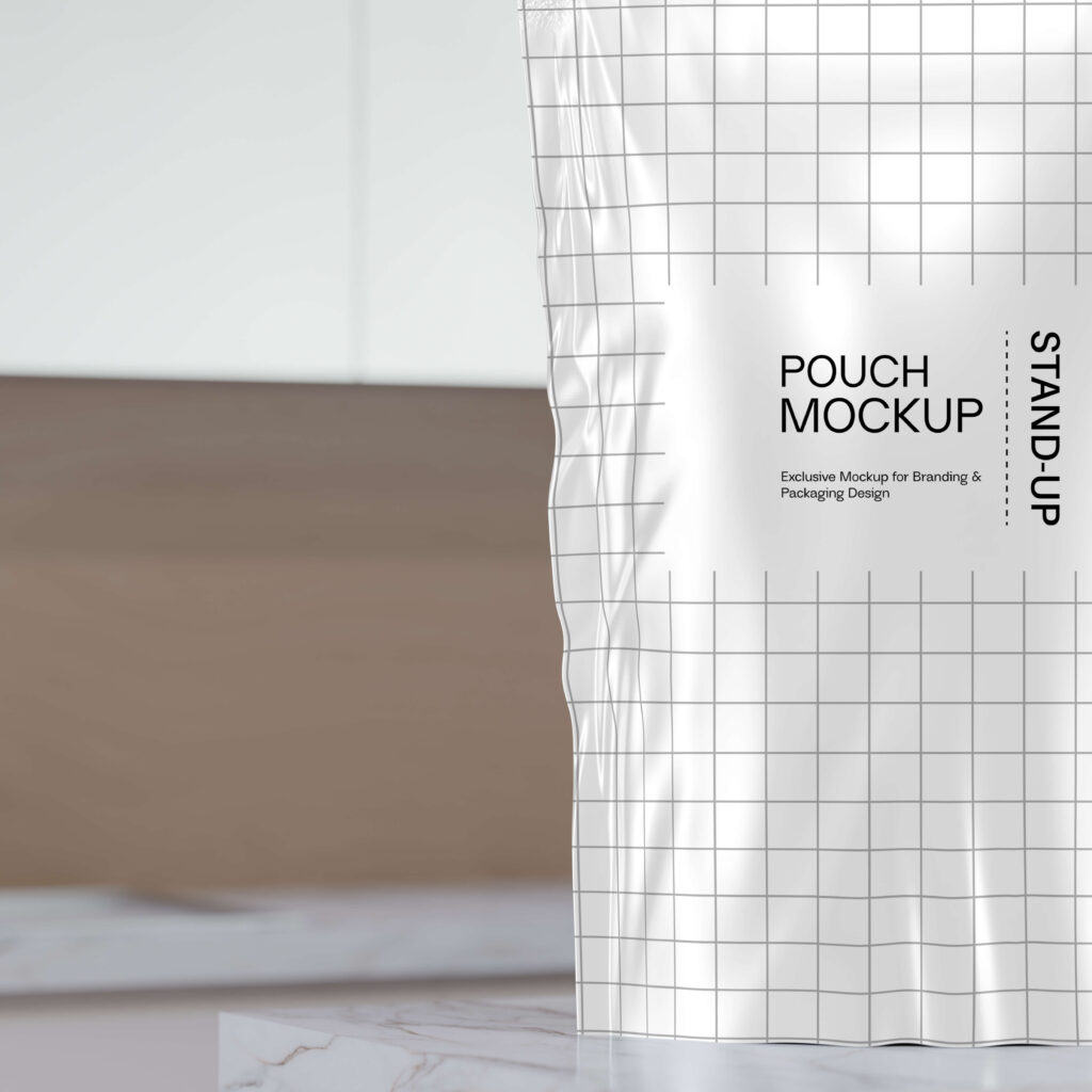 realistic white stand up pouch mockup