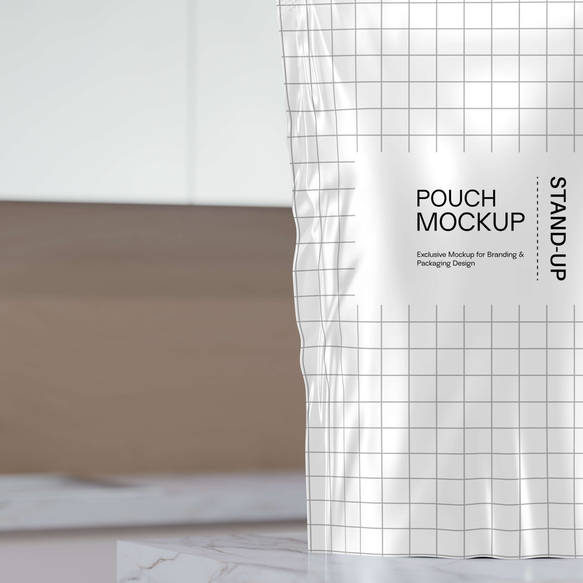 realistic white stand up pouch mockup