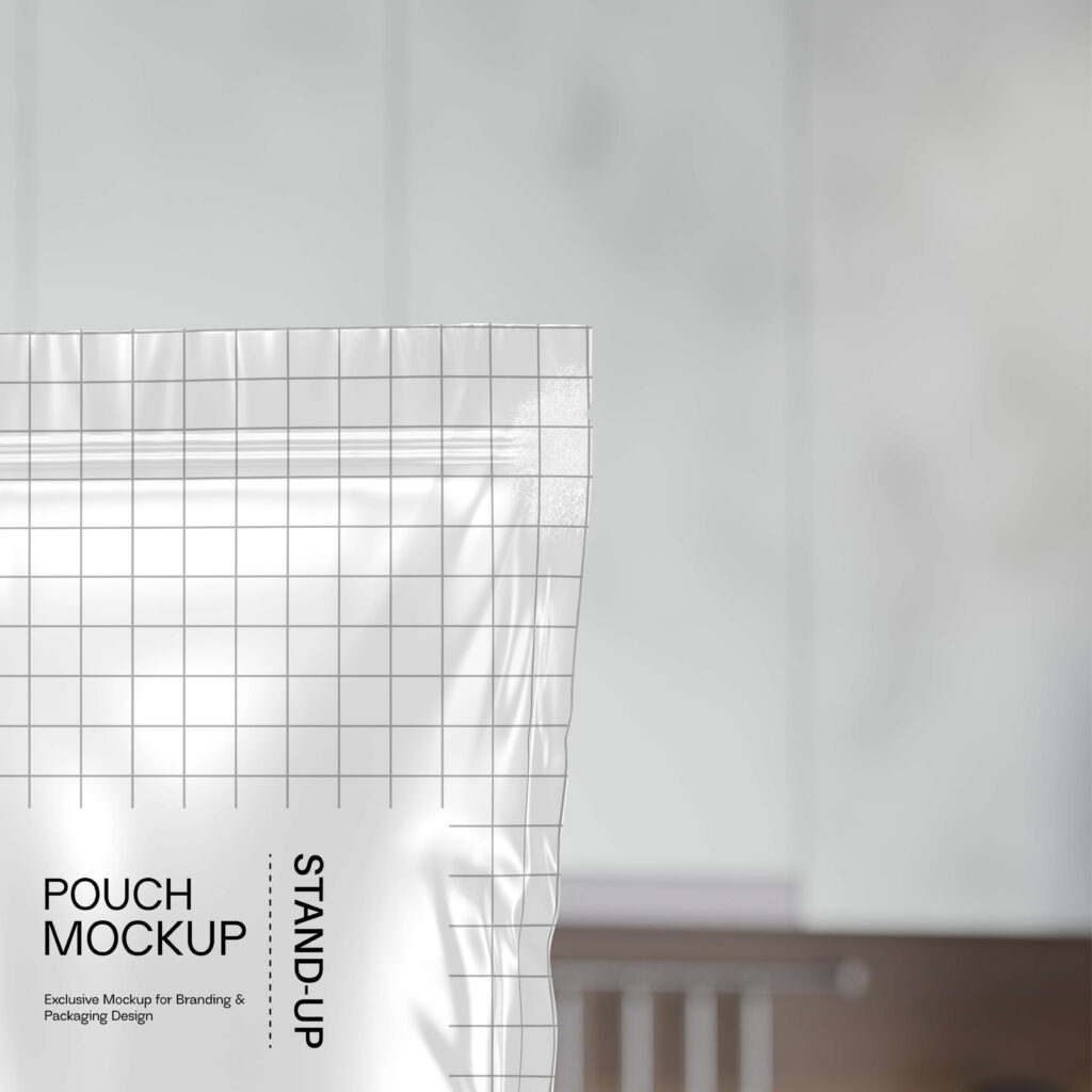 realistic white stand up pouch mockup