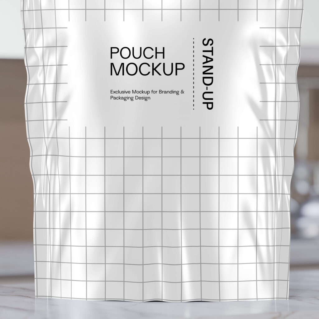 realistic white stand up pouch mockup