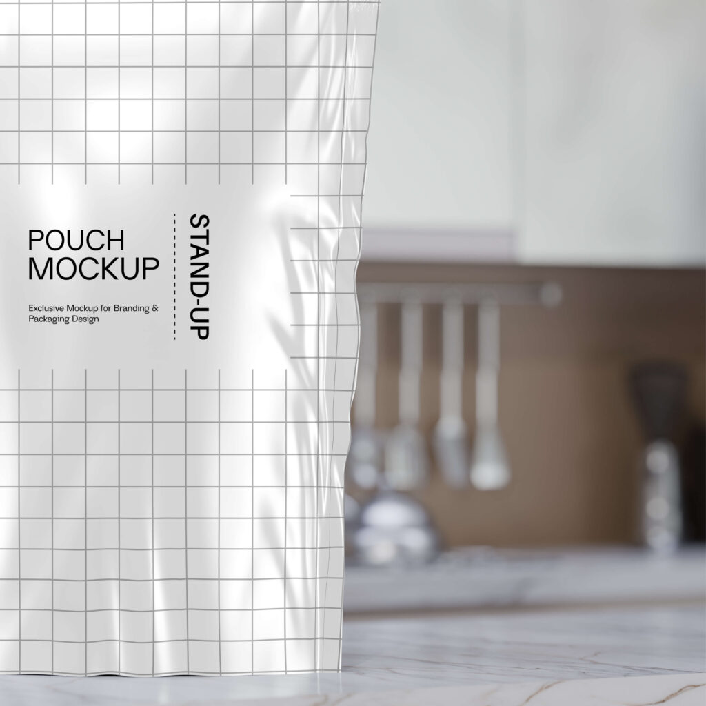 realistic white stand up pouch mockup