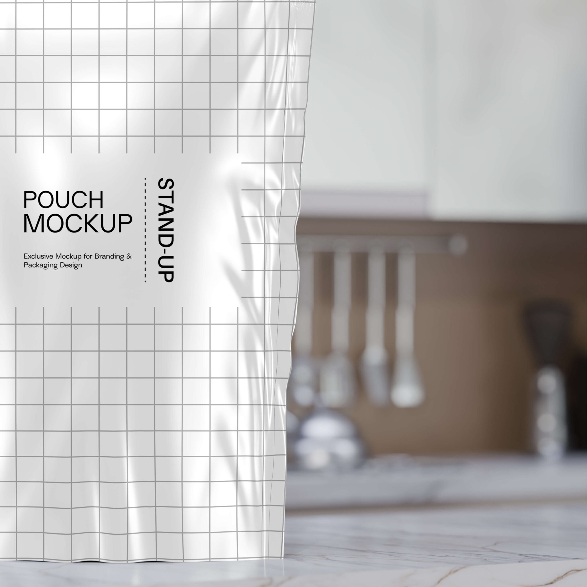 realistic white stand up pouch mockup