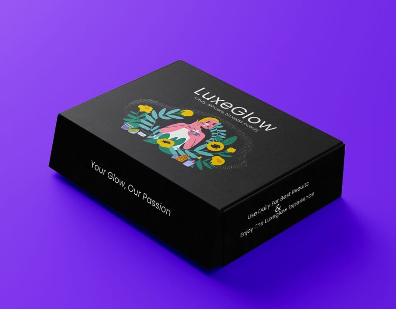 Elegant & Luxurious – LuxeGlow Skincare Mailer Box Design