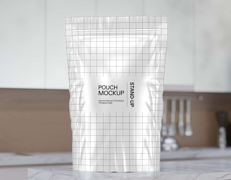 realistic white stand up pouch mockup