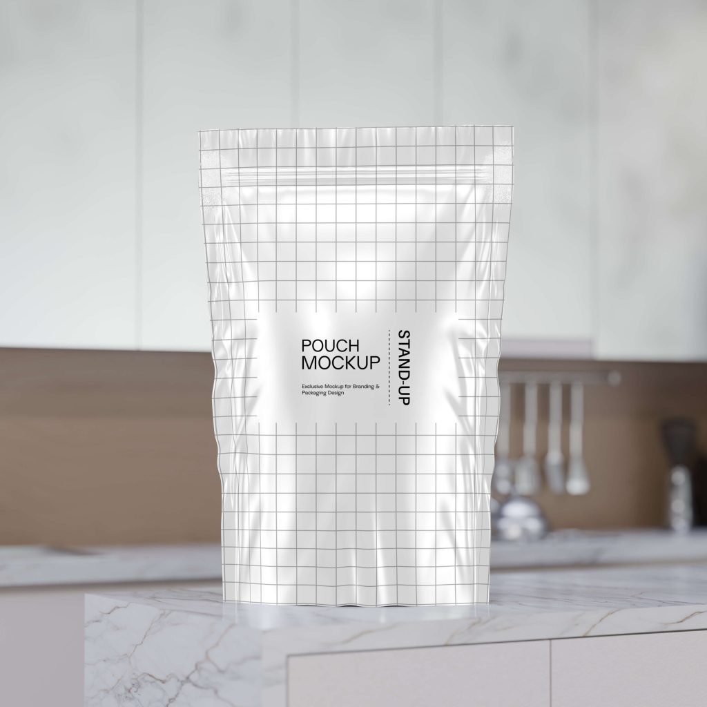 realistic white stand up pouch mockup